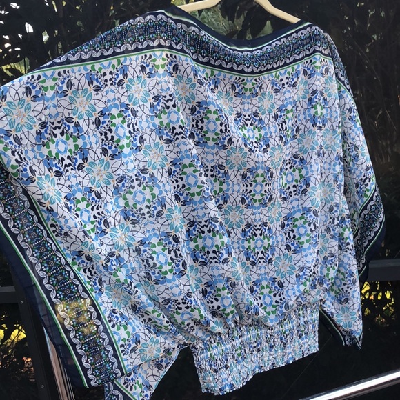 MAX STUDIO Batwing kimono floral scarf print  top size S - Picture 9 of 13